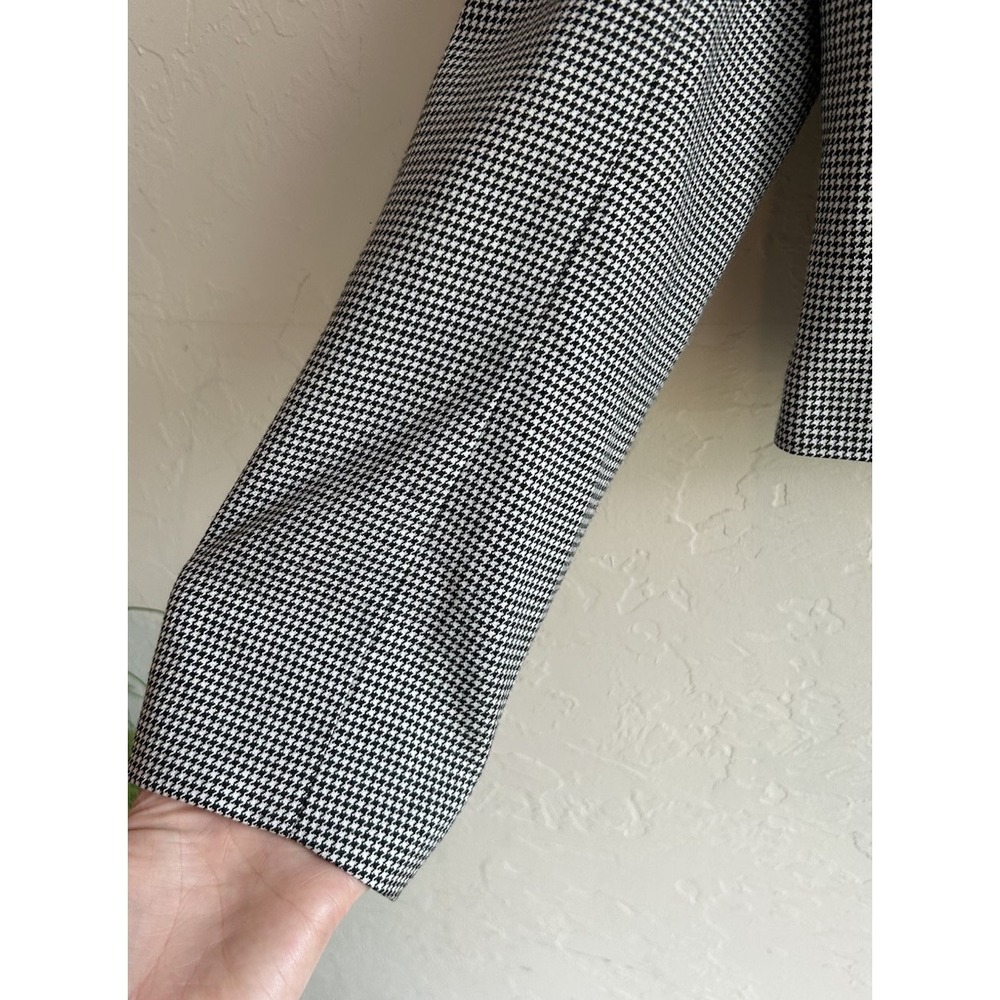Vintage 90s Boxy Cropped Houndstooth Jacket 12 Zip Preppy Minimalist Classic‎ - Picture 4 of 8